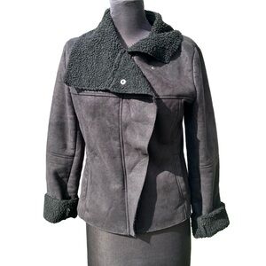 Romeo & Juliet Couture black faux suede jacket faux shearling Moto 2010s size M